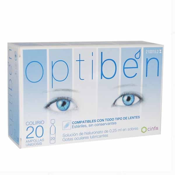 OPTIBEN OJOS SECOS GOTAS UNIDOSIS 0.25 ML 20 AMP